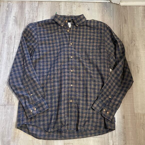 ROWM Shirt Mens XL Blue Plaid Long Sleeve Button Up Outdoor Casual - Picture 9 of 11